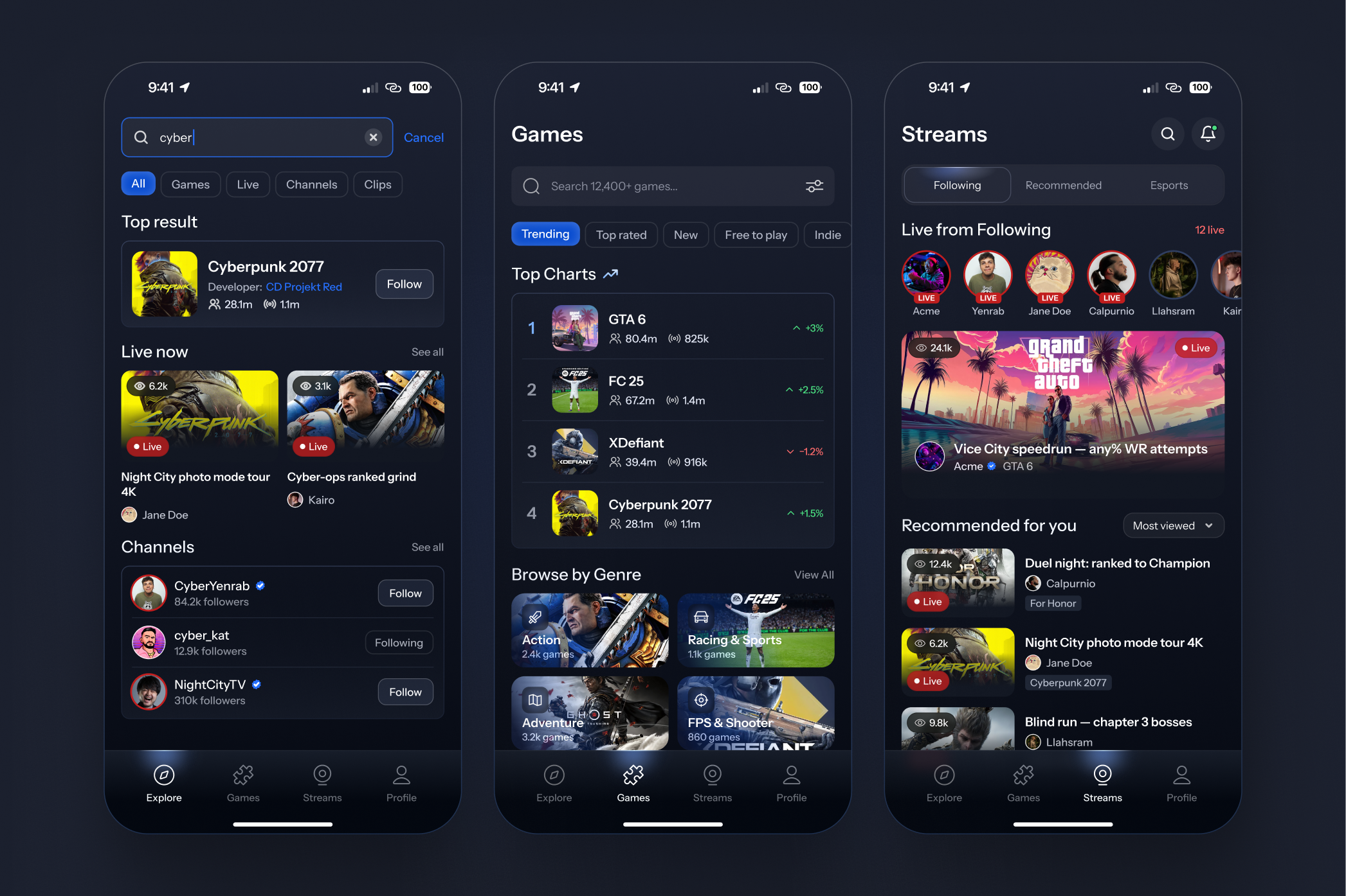 Streamzy — interface detail