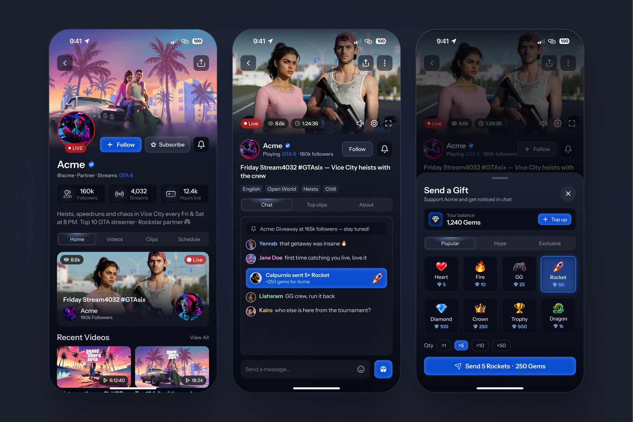 Streamzy — interface detail