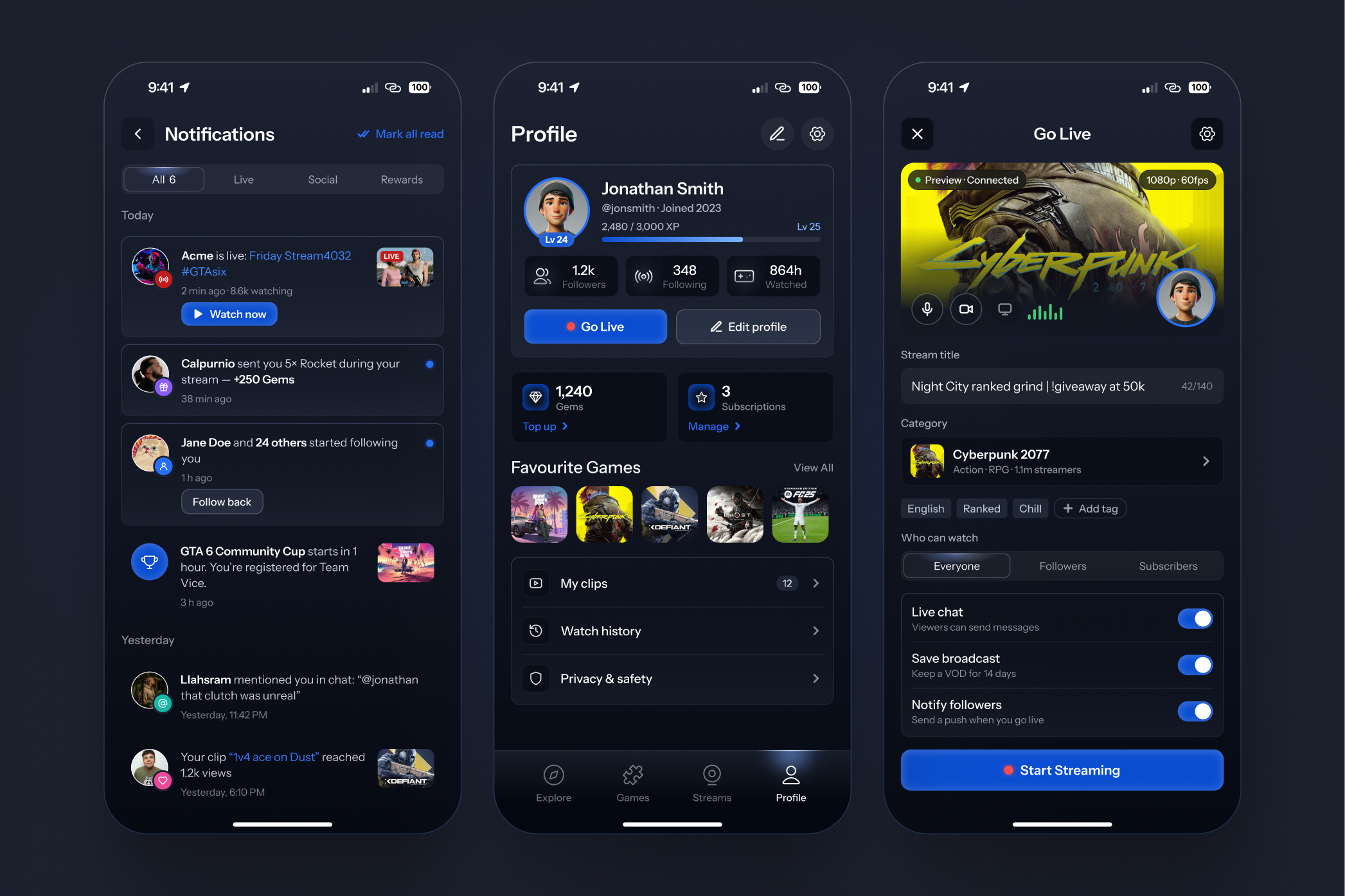 Streamzy — interface detail