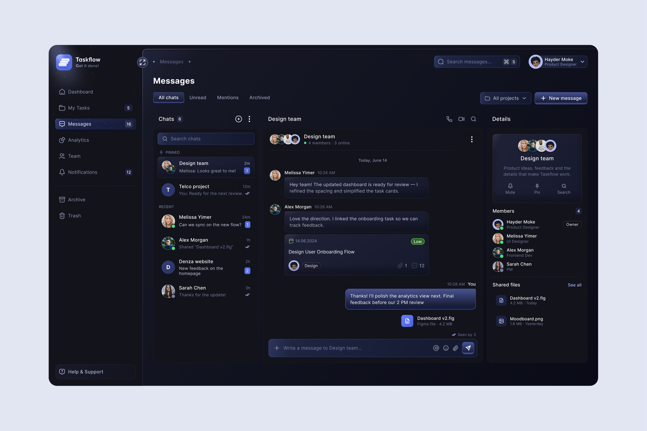 Taskflow — interface detail