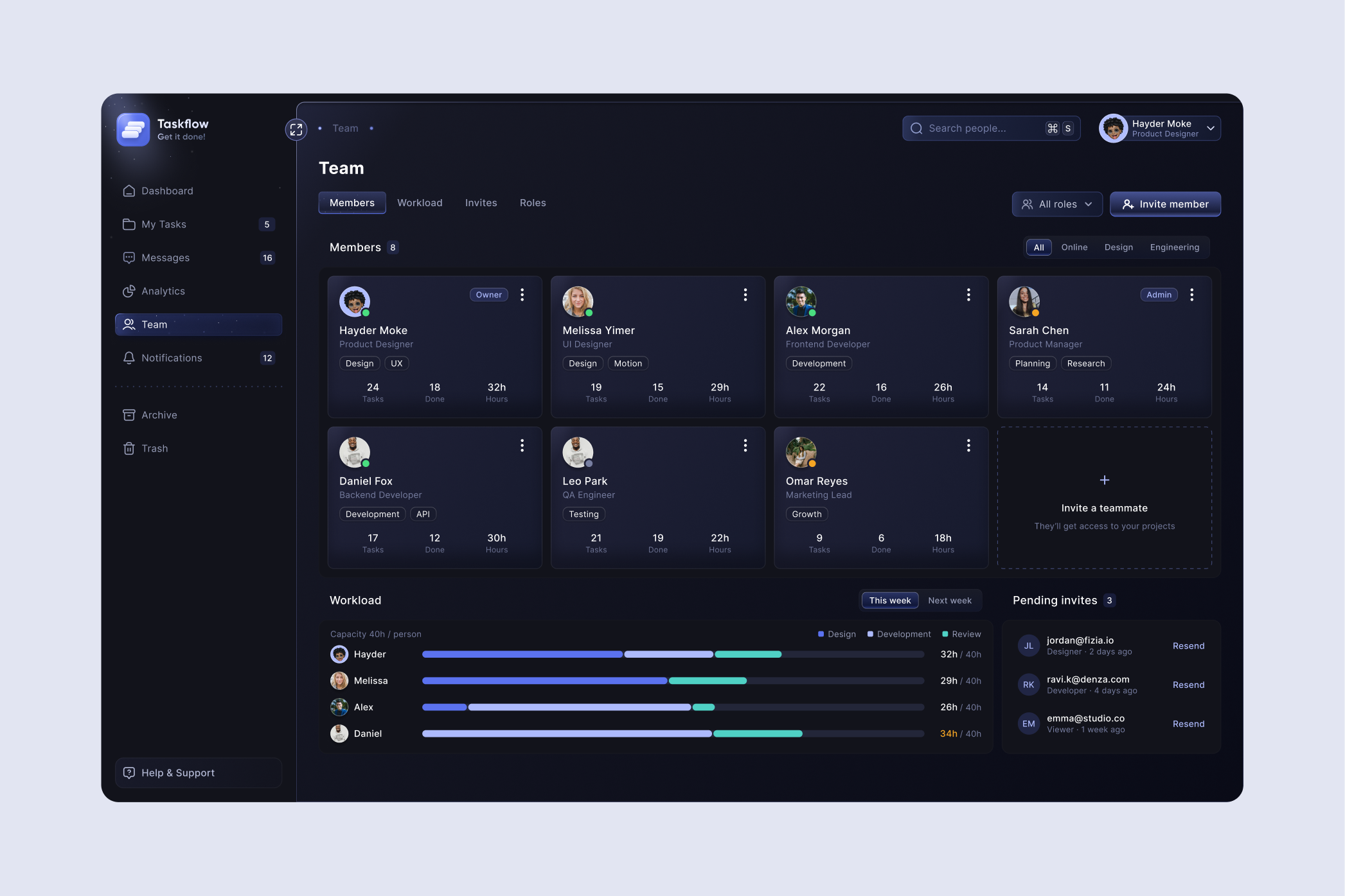 Taskflow — interface detail
