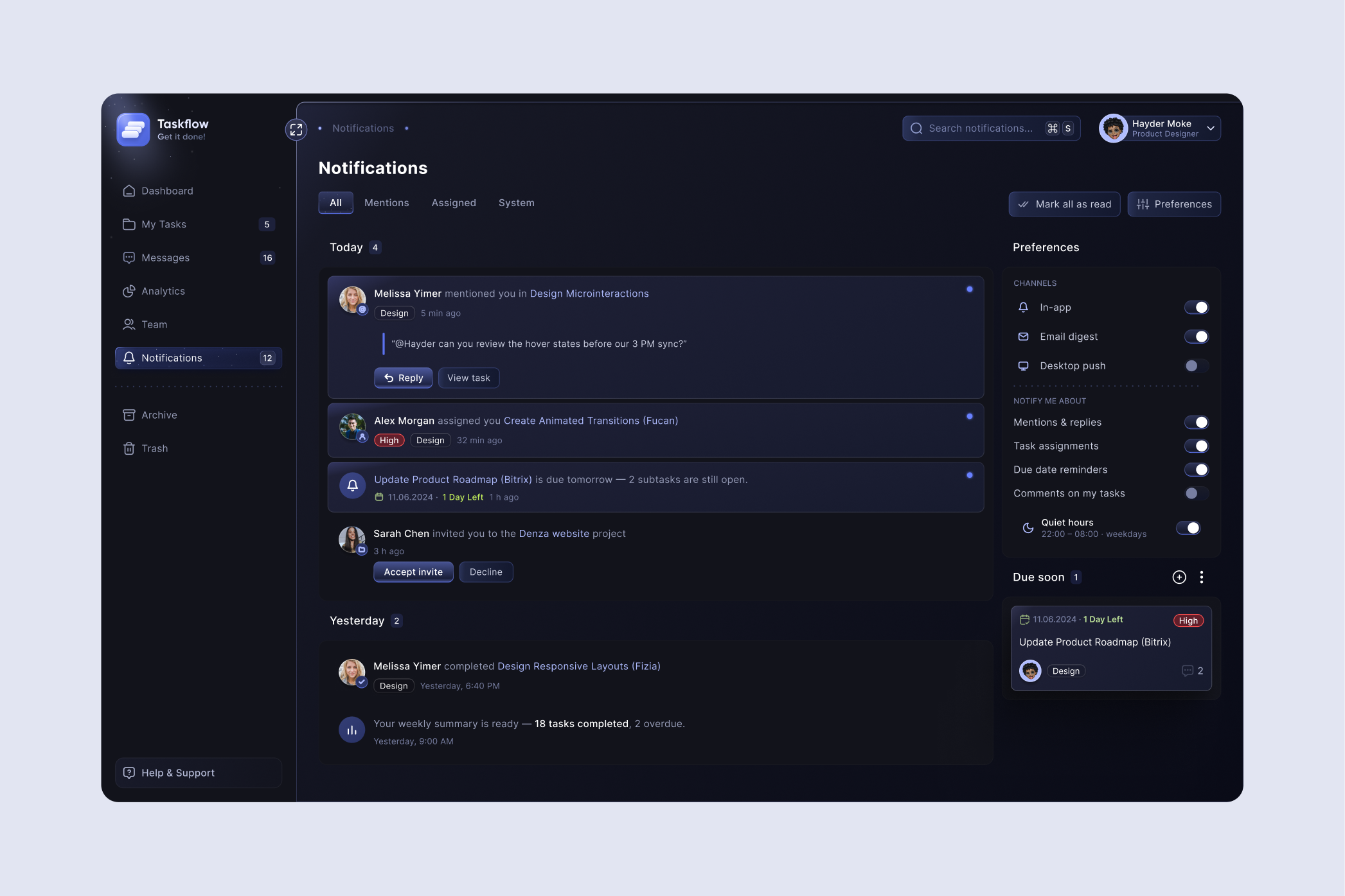 Taskflow — visual detail
